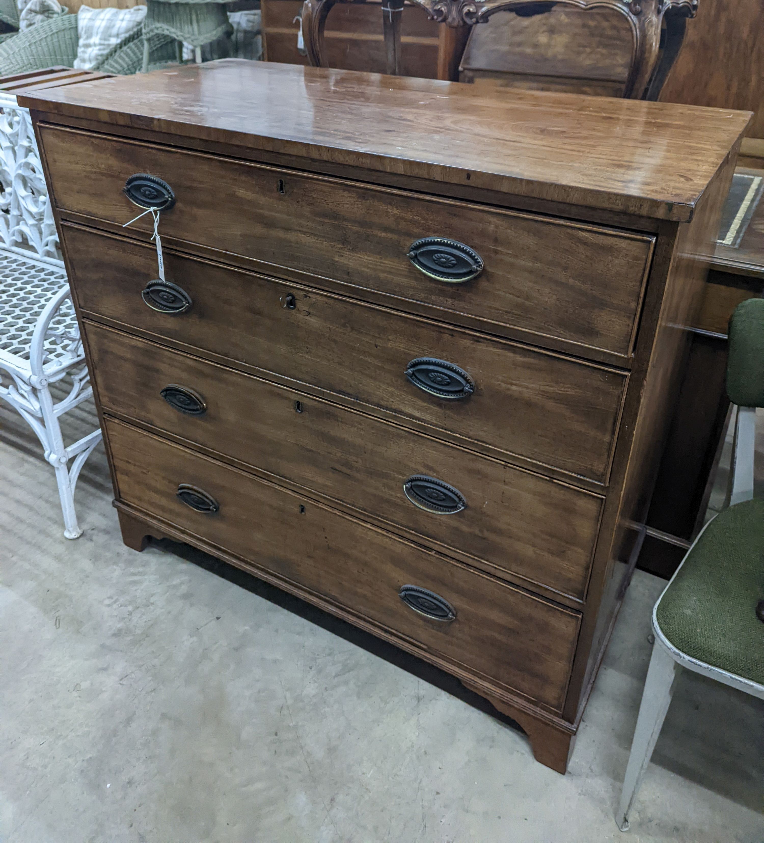 A George IV four drawer mahogany chest, width 107cm, depth 53cm, height 100cm